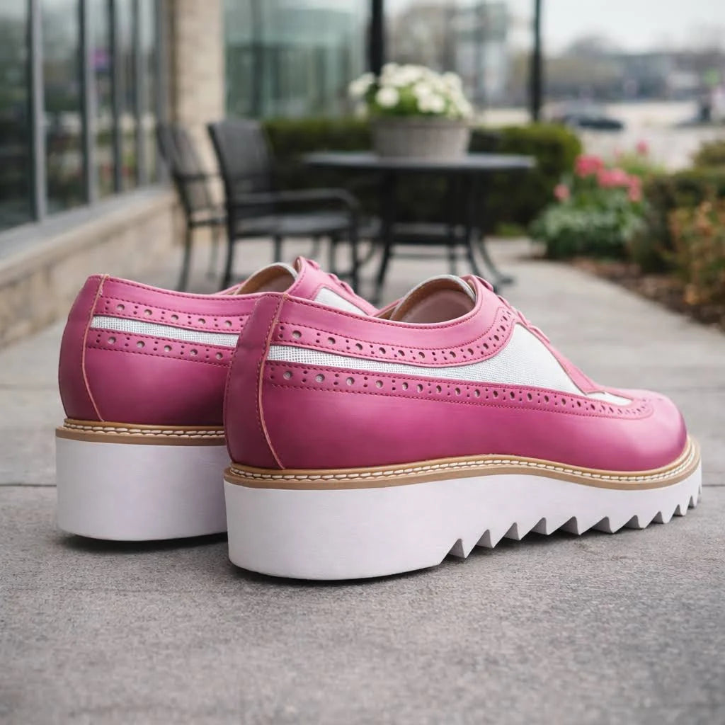 Giovanni Tone Men's Wingtip Leather Oxford Dress Shoe – Pink White