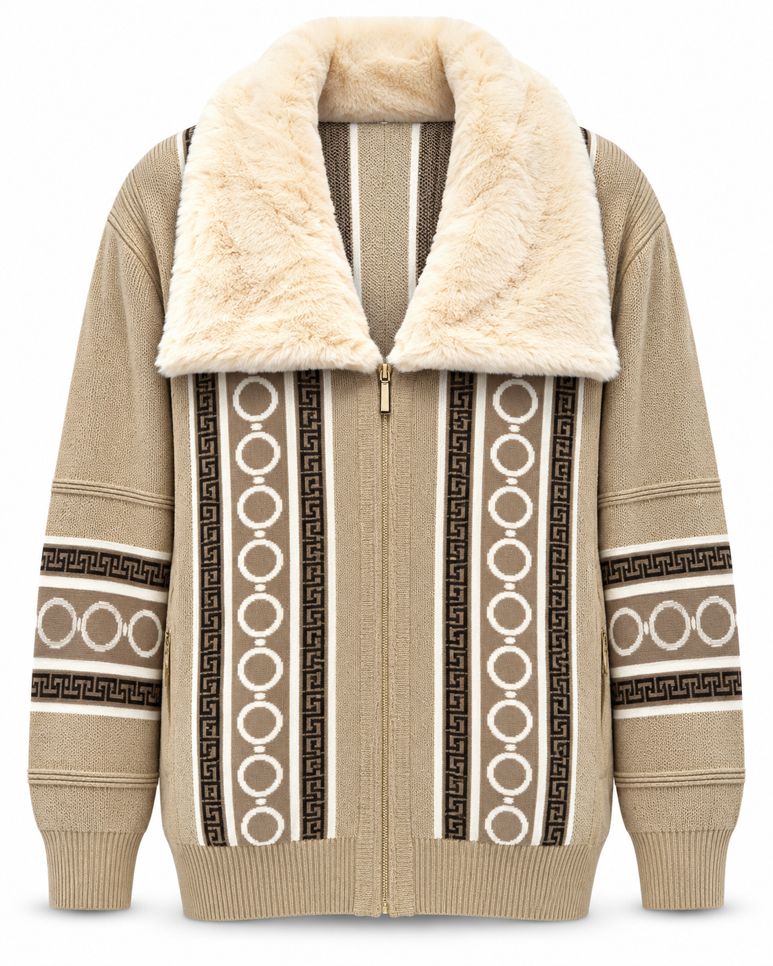Silversilk Men's Greek Key Buckle Collar Sweater in Beige – men's Silversilk at Turning Point, Baltimore