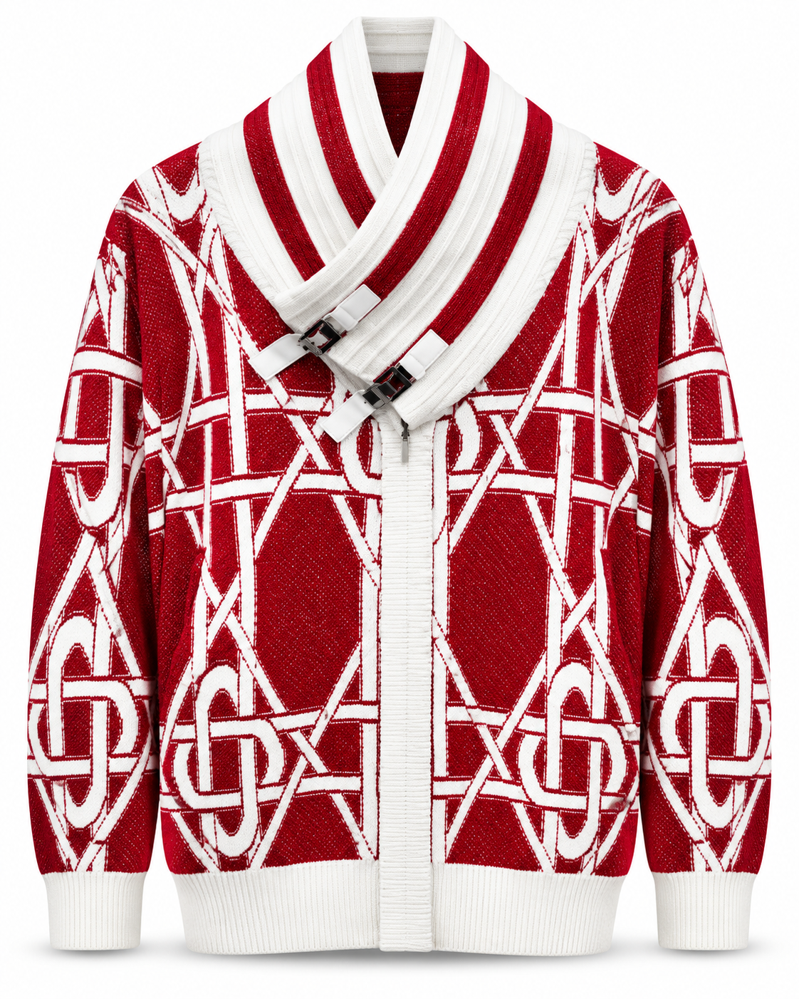 Silversilk Men's Lattice Shawl Zip Sweater in Red / White – men's Silversilk at Turning Point, Baltimore