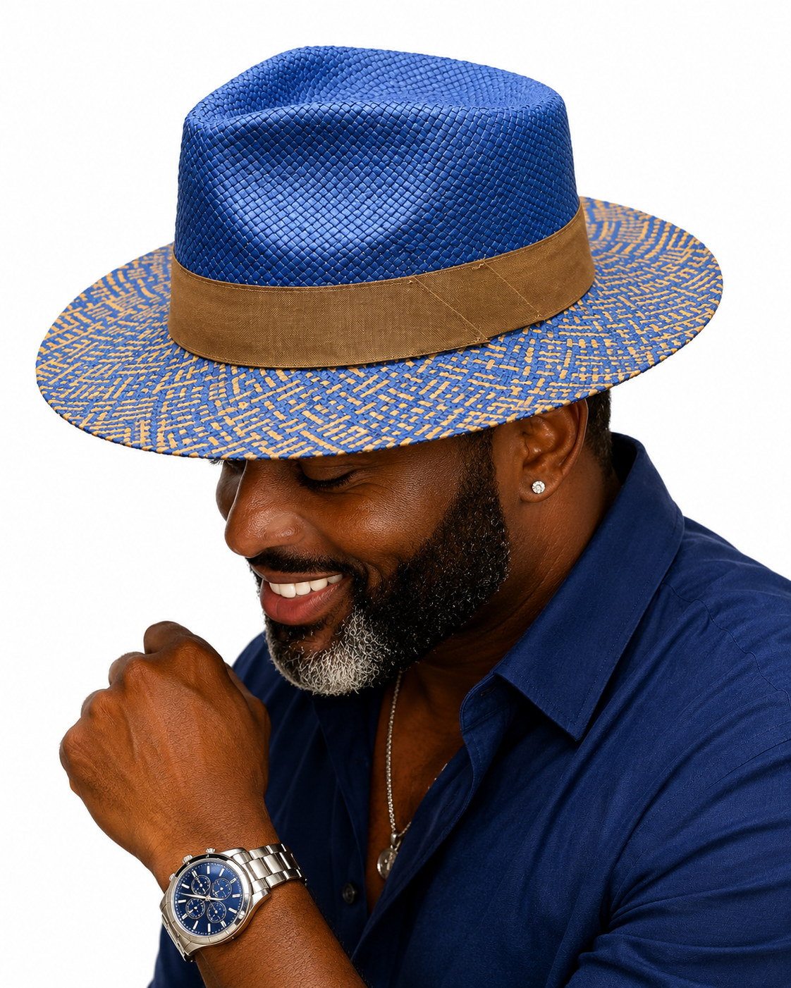 Signature (Panama) Collection - Denim Blue/Cognac Bruno Capelo hat image 3