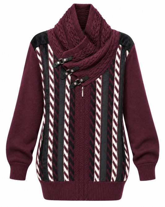 Stacy Adams Men's Buckle Shawl Collar Sweater in Burgundy – men's Stacy Adams sweater at Turning Point, Baltimore